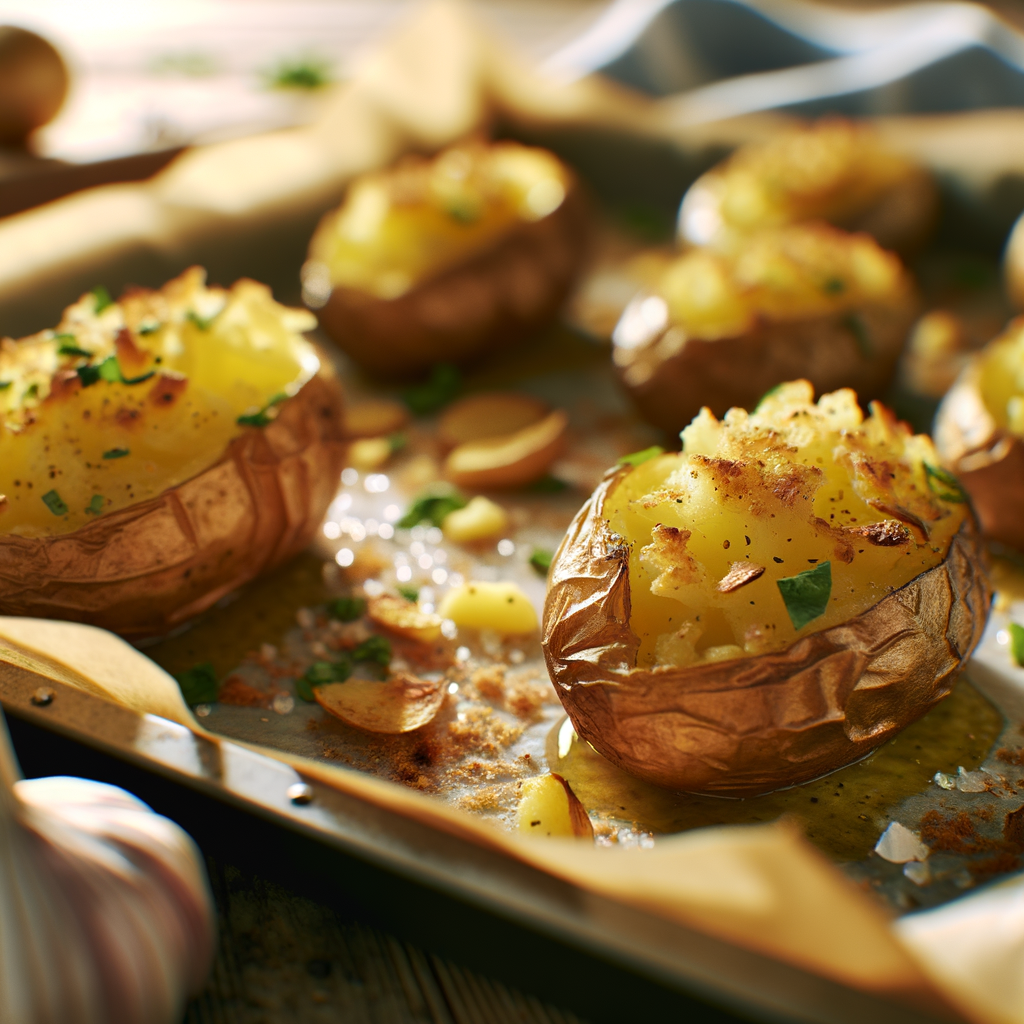 תפוחי אדמה מעוכים מושלמים בתנור בסגנון רון יוחננוב